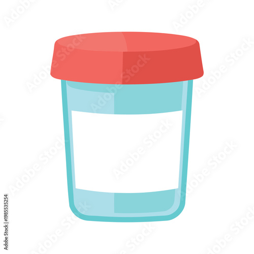 Simple urine sample cup with blank label for medical testing purposes