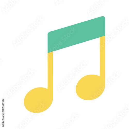Cheerful musical note in yellow and green conveys an uplifting sense of melody and harmony