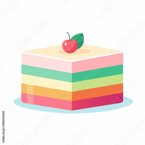 Delicious layered cake with cherry on top, perfect for celebrations