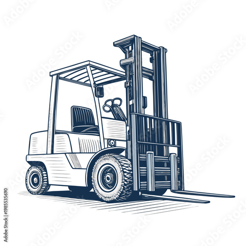 Depicting Bold Stroke Forklift Industrial Vehicle Mac Vibrant High-Quality Stock Image