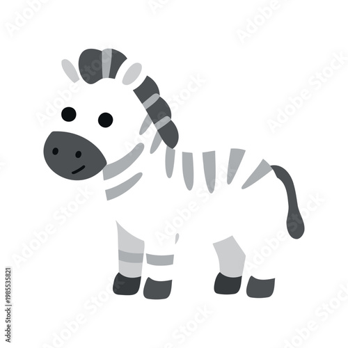 Cartoon zebra stands with its black and gray stripes in simple vector illustration