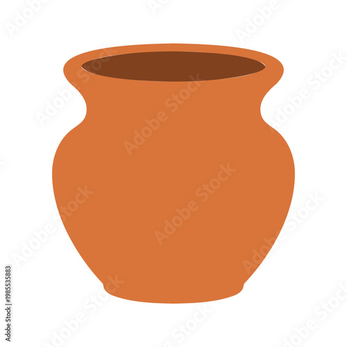 Terracotta pot illustration in simple vector style isolated on white backdrop