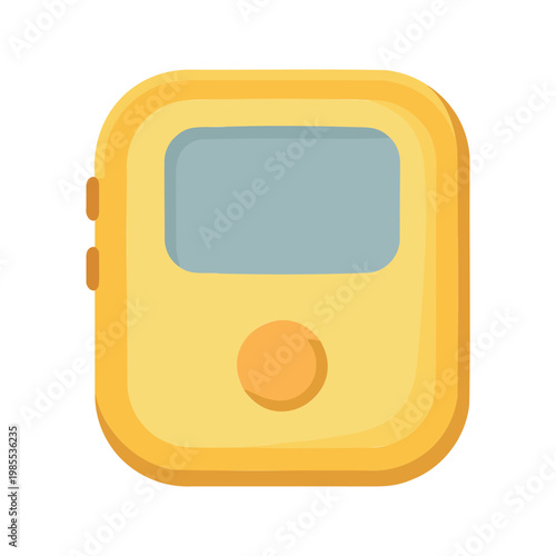 Bright yellow mp3 player with gray screen to listen to music