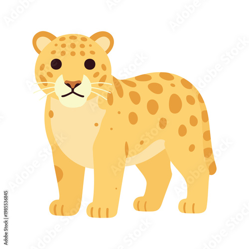 Illustration of a jaguar standing on white background looking forwards