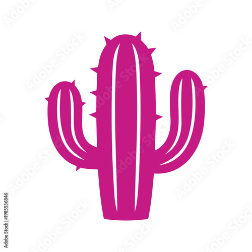 Stylish pink cactus icon stands out against a white background for a modern desert vibe