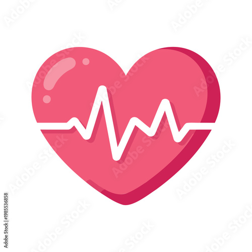 Stylized pink heart shows a white line that traces an irregular heartbeat