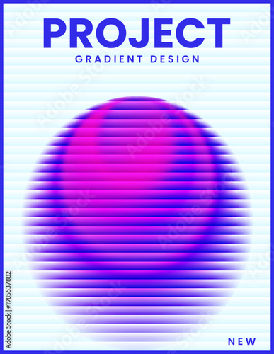 Universal cover template with abstract gradient ribbed shape. Vector for web and print. Modern trendy design for posters, magazine covers, branding and social media.