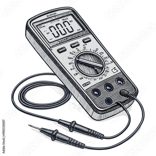 Vibrant Bold Stroke Multimeter Device Back Premium Digital Asset