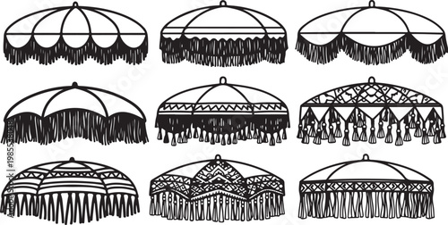 Architectural drawings of various brick arch designs featuring different patterns and styles Vector