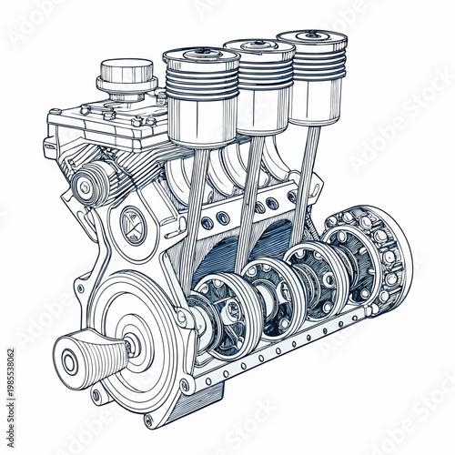 Beautiful Bold Stroke Piston Engine Internal Structur Creative Visual