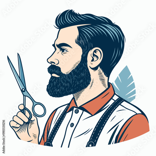 Depicting Bold Stroke Small Beard Scissors Grooming Dynamic Premium Digital Asset