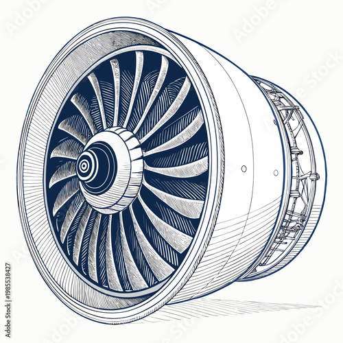 Depicting Bold Stroke Turbine Engine Blades Crisp Creative Visual