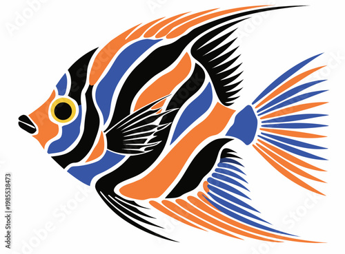 Depicting Create Bold Stroke Angelfish Tropical Fish Elegant High-Quality Stock Image