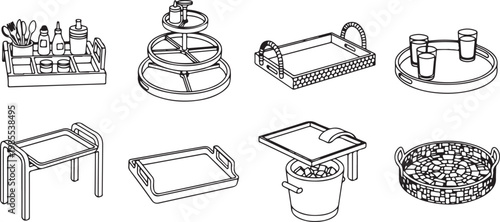 Hand-drawn sketches of various furniture pieces including chairs and tables Vector
