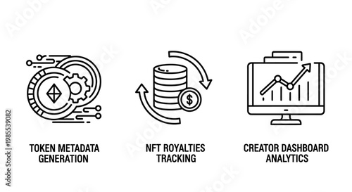 Token metadata generation nft royalties tracking creator dashboard analytics with digital art non fungible smart contract metadata royalties dashboard analytics blockchain technology business