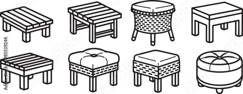 Assorted vintage wooden chairs with intricate backrest patterns on display Vector