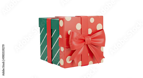 Festive Gift Box with Red Bow