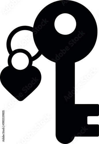A key with a heart-shaped keychain attached symbolizing love and access