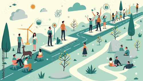 A thoughtful illustration depicting a man sitting outdoors, perfect for conveying concepts of introspection, relaxation, or a pause in a busy life. Id