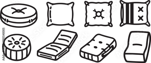 Simple line drawings of various household objects and kitchenware Vector