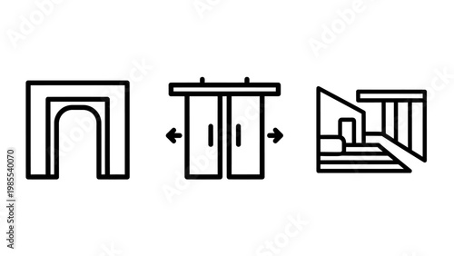 Archway sliding doors building entrance architectural icons set with real estate entrance building architecture structure construction exterior residential commercial interior traditional