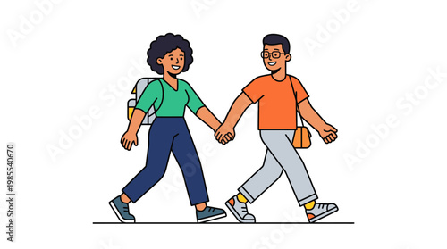 Two people walking hand in hand.