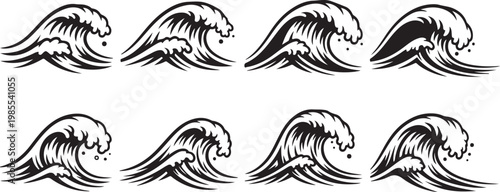 Line art illustrations of eight zebras in different poses Vector