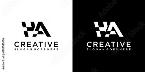 HA or AH initial letter logo design vector template