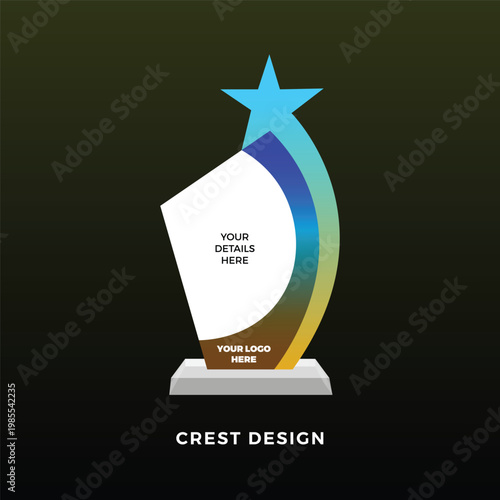 Modern Star Crest Award Trophy Design