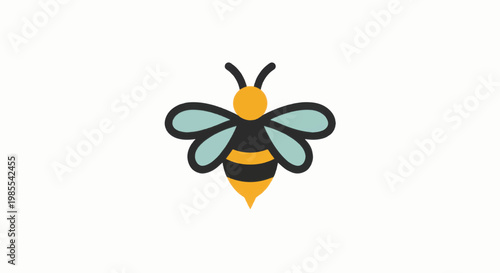 Bee Illustration with Black and Yellow Stripes.