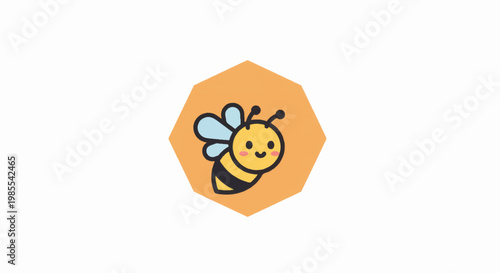 Cartoon Bee Illustration with Smiling Face.
