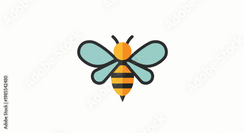 Colorful Cartoon Bee Illustration with Stripes.