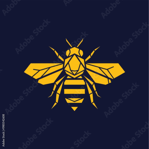 Yellow Bee Icon on Dark Background.