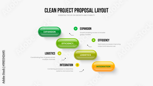 Sales Showcase Frame Layout Vector Illustration. Project Analysis 4 Step Infographic Slide Template. Financial Briefing Four Element Diagram Presentation Design.