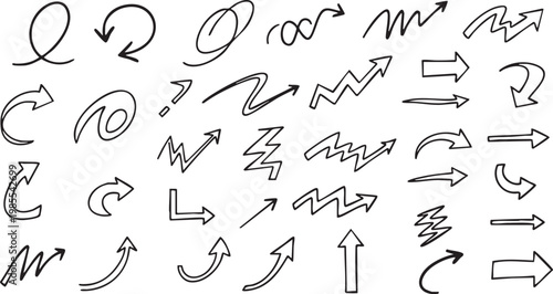 Black Brush Stroke Arrows Vector Set