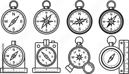 Compass variations and precision instruments for navigation and orientation Vector