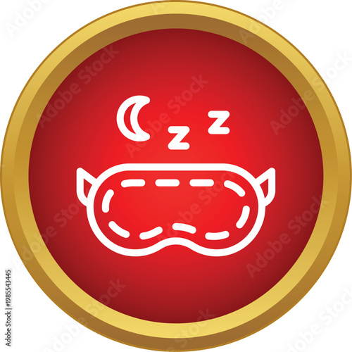 Sleep mask with crescent moon and z letter symbols in a red circle