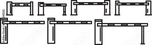 Minimalist line drawing of office furniture setup with desks and chairs Vector