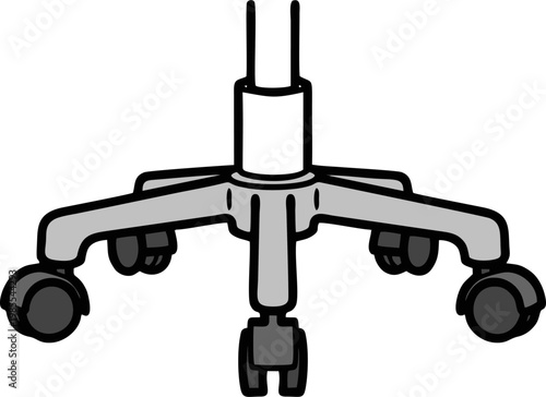 Chair Base for Office Swivel Furniture with Rolling Casters and Pneumatic Lift Illustration