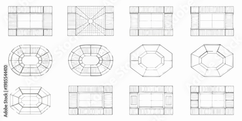Geometric patterns sketches of various polygonal and rectilinear forms