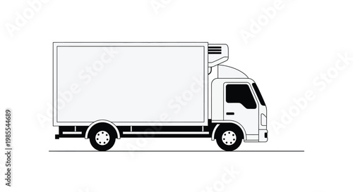 Simple black and white illustration of a refrigerated delivery truck
