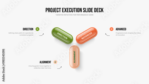 Financial Strategy Slide Template Vector Illustration. Project Proposal Three Element Infographic Frame Design. Visual Analysis 3 Option Diagram Slideshow Layout.