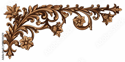 Ornate golden corner flourish with detailed floral and leaf motifs