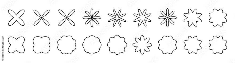 Obraz premium Flower line icon set. Flower icons set. Abstract flower icons. flower shape vector, floral icon set, flowers vector silhouette, Vector illustration.