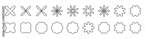 Flower line icon set. Flower icons set. Abstract flower icons. flower shape vector, floral icon set, flowers vector silhouette, Vector illustration.