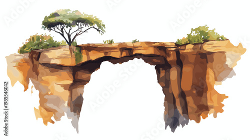 Hell?s Gate National Park. Hell?s Gate National Park hand drawn watercolor illustration on white background