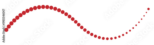 Wavy dotted line, curved dotted line. .Red dotted line divider pattern. Hand drawn curve dotted line. Long dashed hand drawn squiggle. Dotted spiral curve line. Vector illustration.