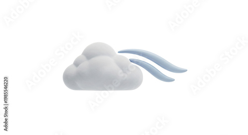 3D Icon of a Cloud with Wind