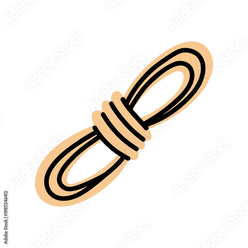 Vector gardening illustration coiled rope in minimalist flat style with clean neutral color. String element suitable for outdoor, camping and nautical themed icon or logo. Agriculture, farm clipart.