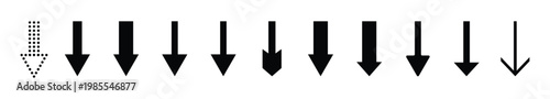 Down arrow vector icon set. Scroll Down Icon Vector, Sign and Symbol Design Elements for Website or Apps, Presentation, UX UI. Vector illustration.